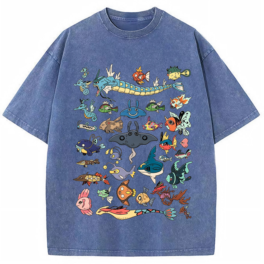 Fish Water Pokemon Retro Collage Vintage T-Shirt | Pokemon Anime
