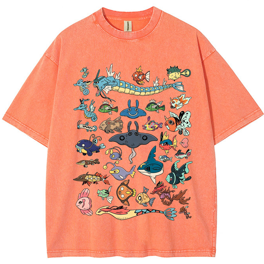 Fish Water Pokemon Retro Collage Vintage T-Shirt | Pokemon Anime
