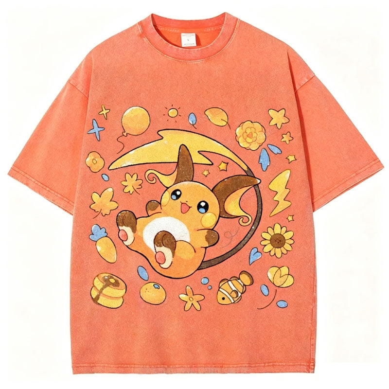 Pok¡§|mon Raichu Unisex Vintage Washed Tee