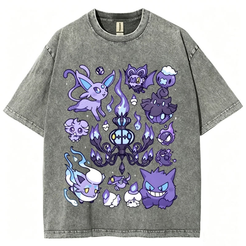 Ghost Type Pok¡§|mon Unisex Vintage Washed Tee