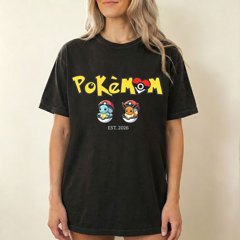 Custom Pok¡§|Mom Tee ¡§C Custom Pokeball Kids & Custom Est Year