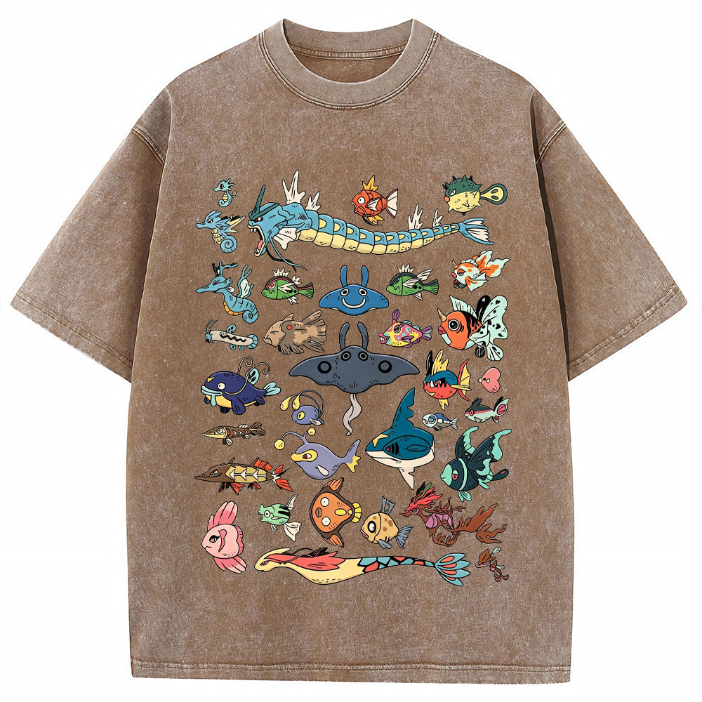 Fish Water Pokemon Retro Collage Vintage T-Shirt | Pokemon Anime