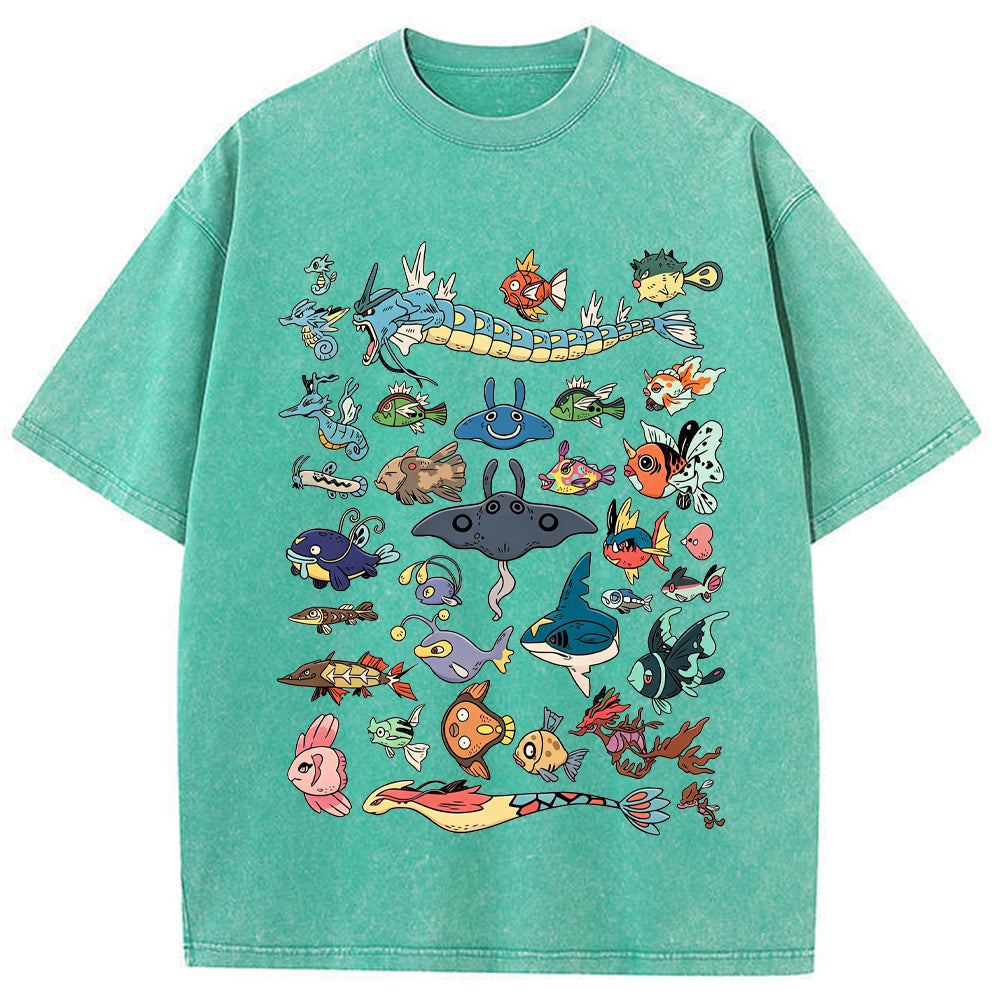 Fish Water Pokemon Retro Collage Vintage T-Shirt | Pokemon Anime