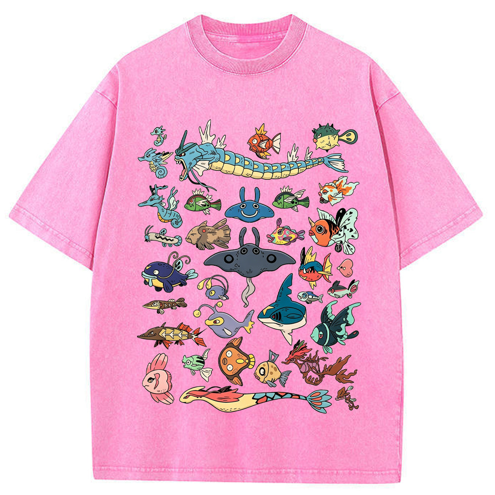 Fish Water Pokemon Retro Collage Vintage T-Shirt | Pokemon Anime