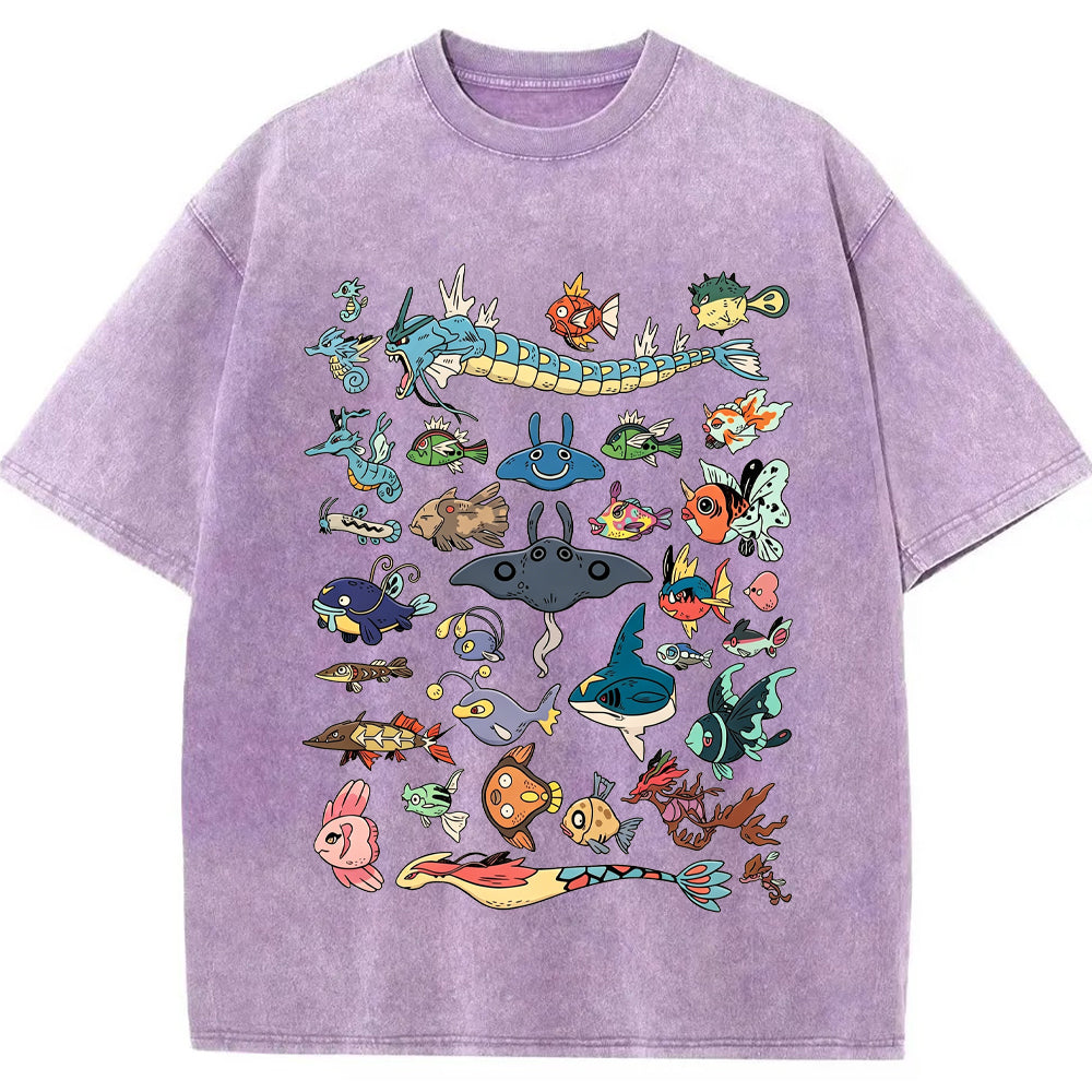 Fish Water Pokemon Retro Collage Vintage T-Shirt | Pokemon Anime