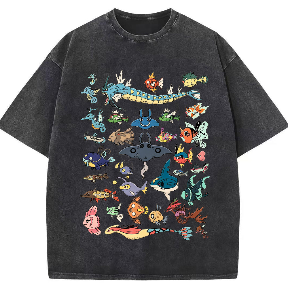 Fish Water Pokemon Retro Collage Vintage T-Shirt | Pokemon Anime