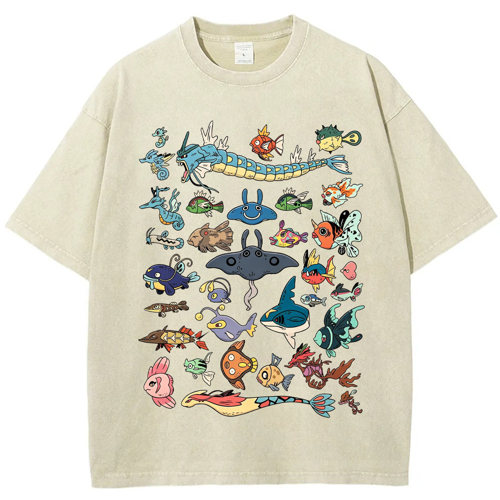 Fish Water Pokemon Retro Collage Vintage T-Shirt | Pokemon Anime