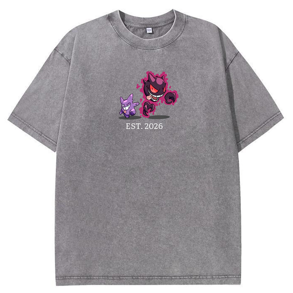 Cute Parent & Kid Haunter Gengar Ghost Vintage T-Shirt