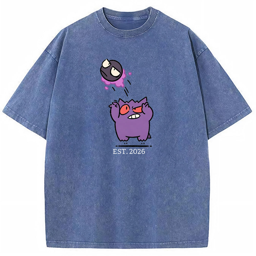 Cute Parent & Kid Gastly Gengar Basketball Vintage T-Shirt