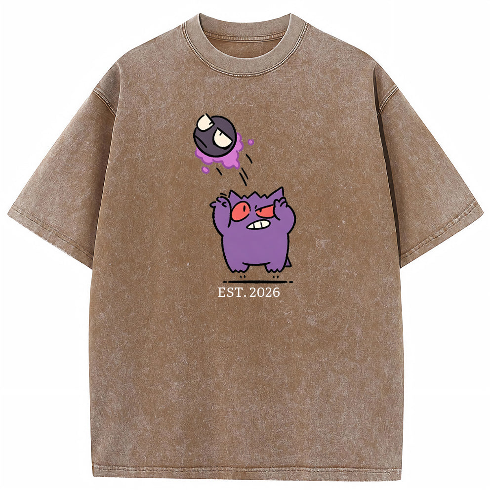 Cute Parent & Kid Gastly Gengar Basketball Vintage T-Shirt
