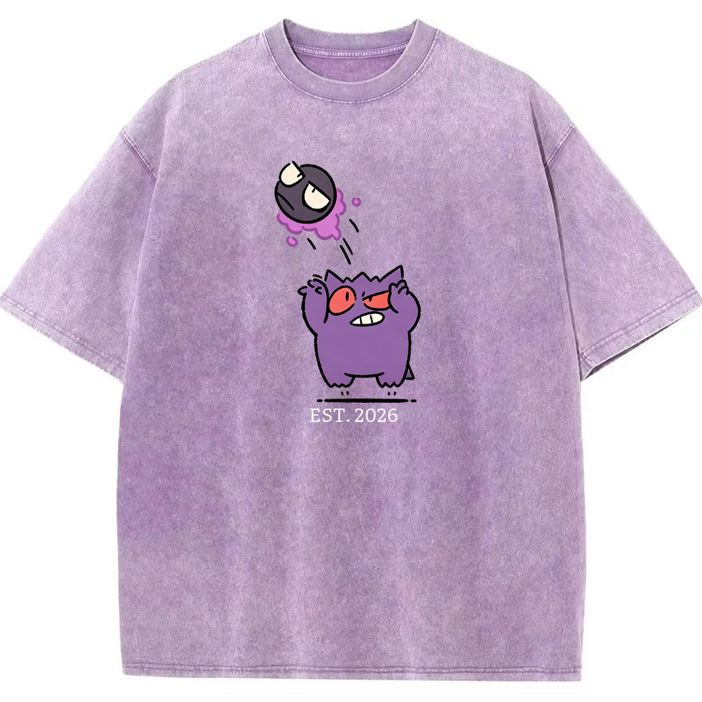 Cute Parent & Kid Gastly Gengar Basketball Vintage T-Shirt