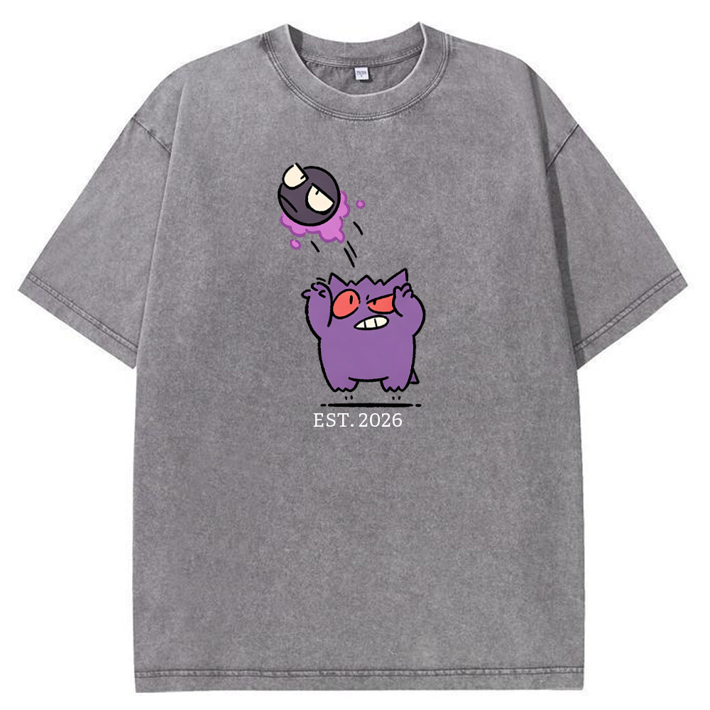 Cute Parent & Kid Gastly Gengar Basketball Vintage T-Shirt