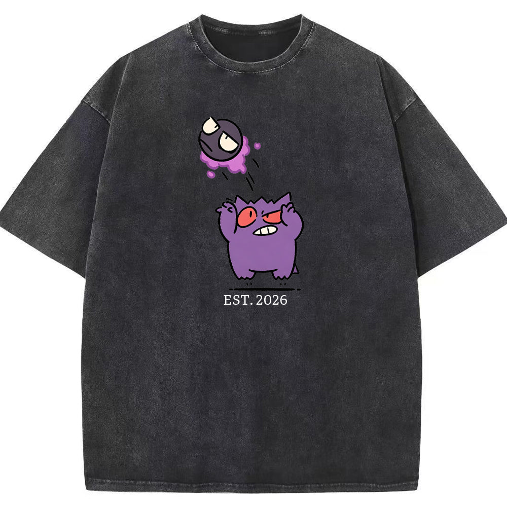 Cute Parent & Kid Gastly Gengar Basketball Vintage T-Shirt