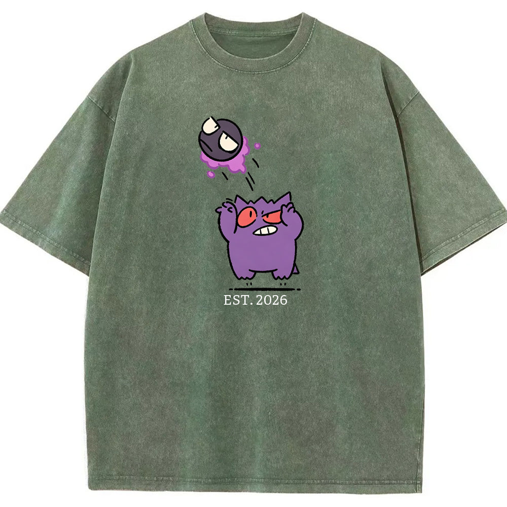 Cute Parent & Kid Gastly Gengar Basketball Vintage T-Shirt
