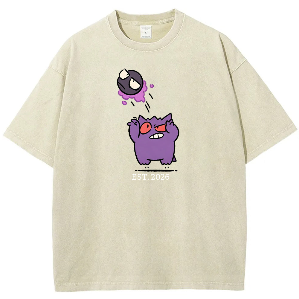 Cute Parent & Kid Gastly Gengar Basketball Vintage T-Shirt