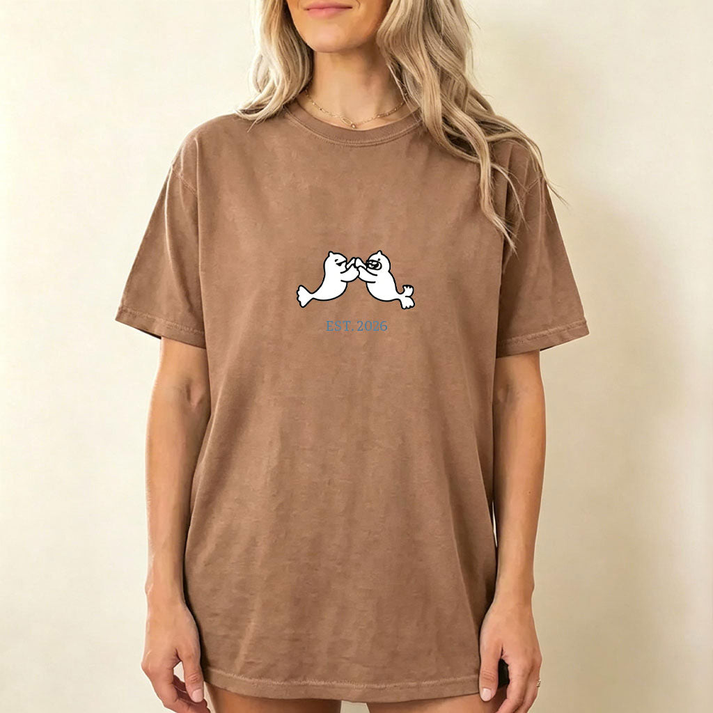 Cute Parent & Kid Seel Vintage Washed T-Shirt