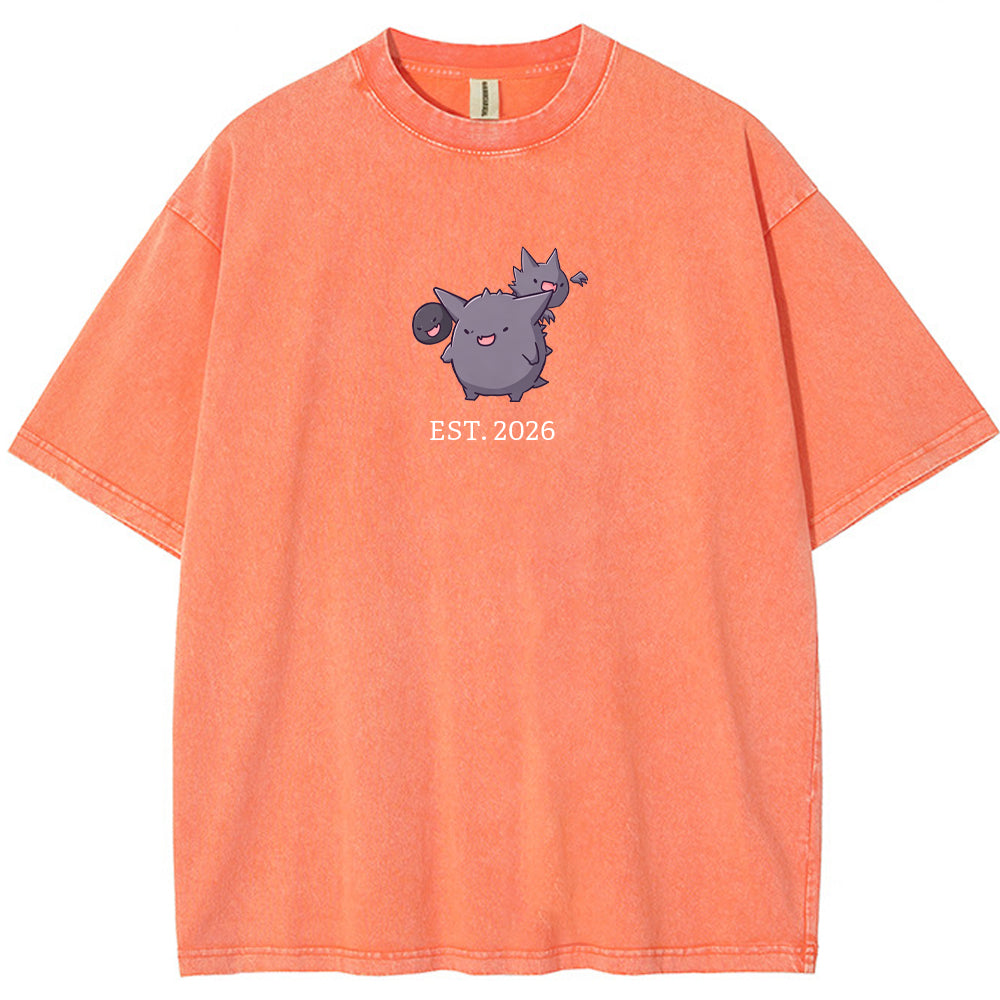Cute Parent & Kid Gastly Haunter Gengar Cartoon Vintage T-Shirt