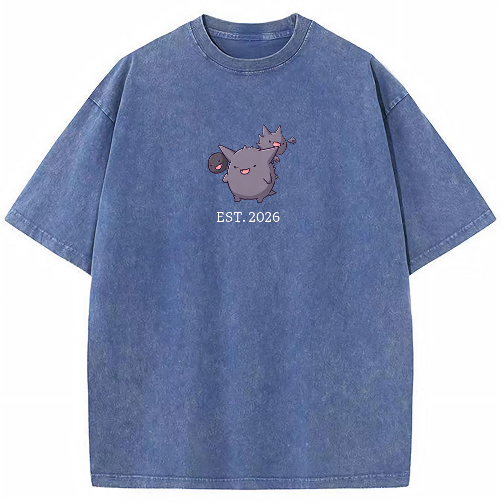 Cute Parent & Kid Gastly Haunter Gengar Cartoon Vintage T-Shirt