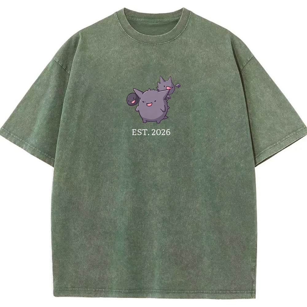 Cute Parent & Kid Gastly Haunter Gengar Cartoon Vintage T-Shirt