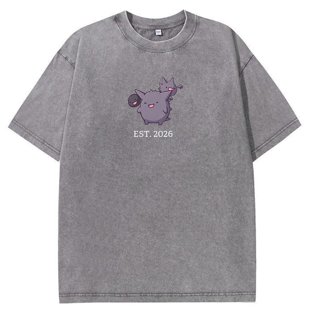 Cute Parent & Kid Gastly Haunter Gengar Cartoon Vintage T-Shirt