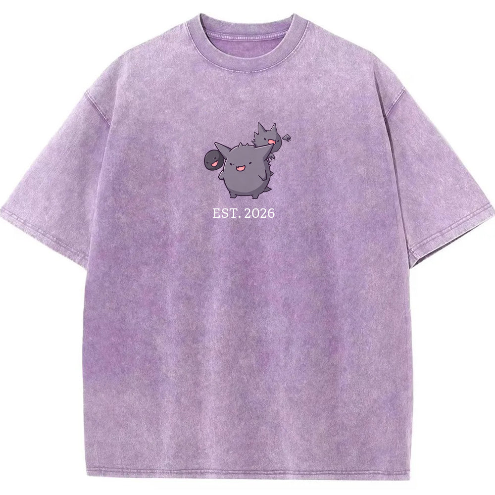 Cute Parent & Kid Gastly Haunter Gengar Cartoon Vintage T-Shirt