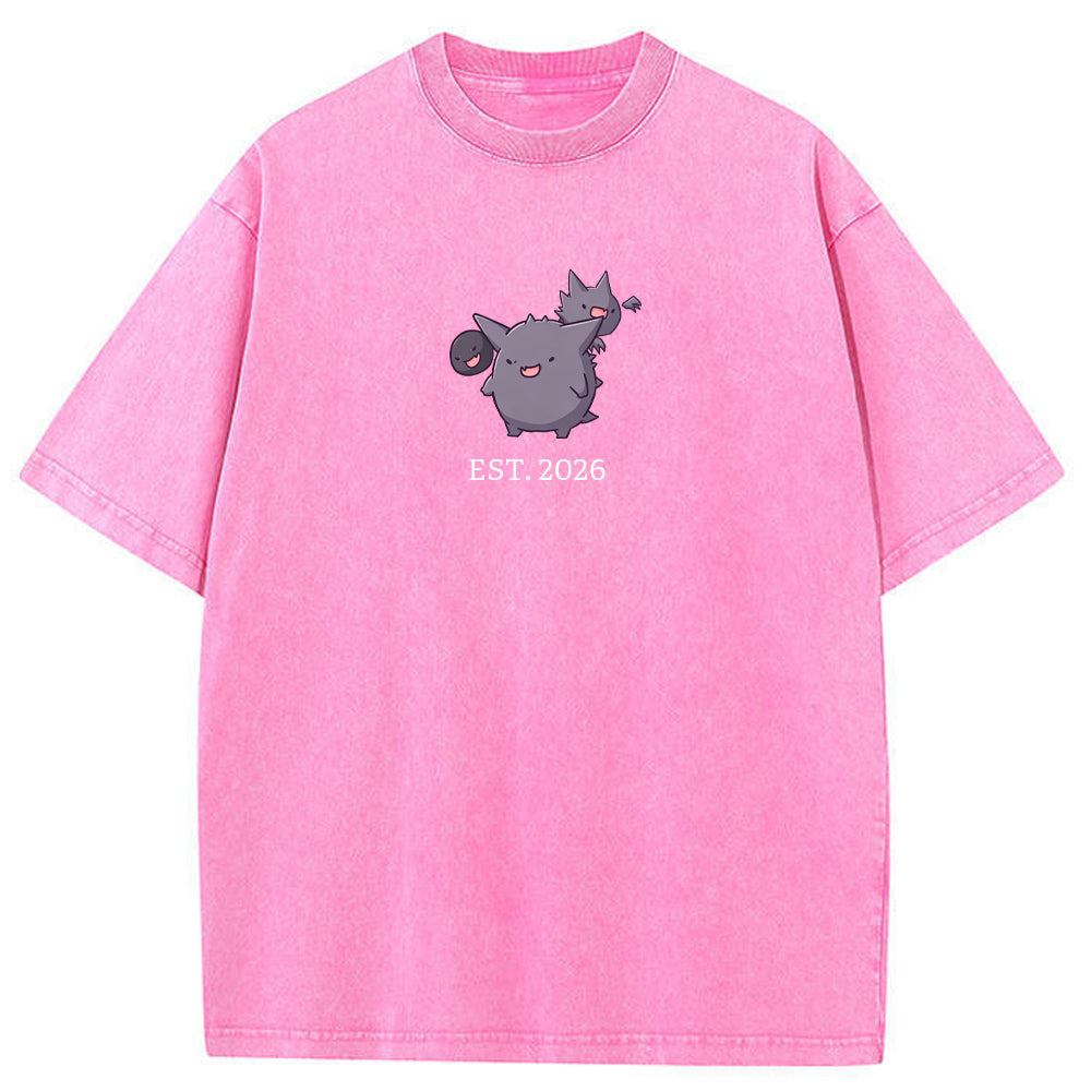 Cute Parent & Kid Gastly Haunter Gengar Cartoon Vintage T-Shirt