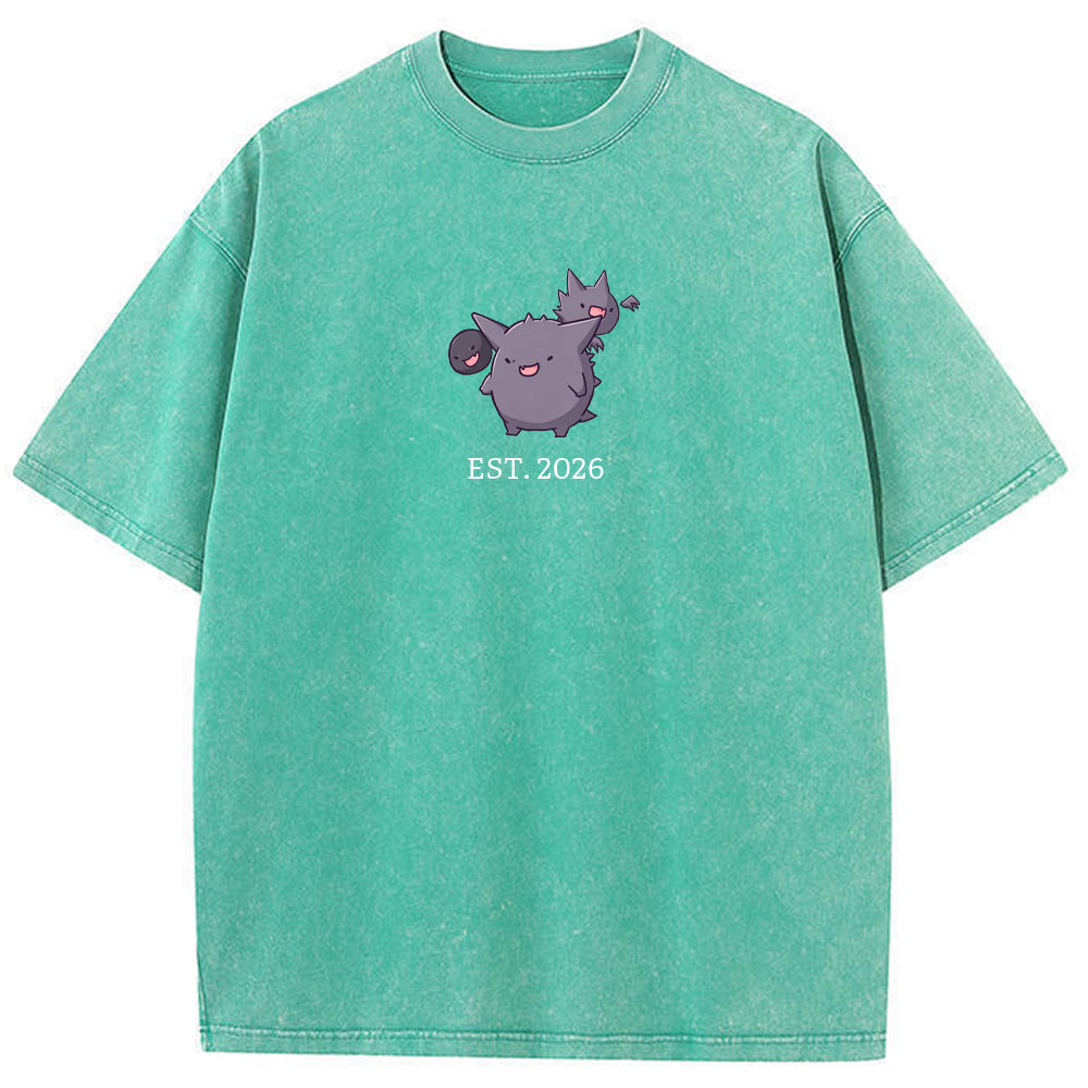 Cute Parent & Kid Gastly Haunter Gengar Cartoon Vintage T-Shirt