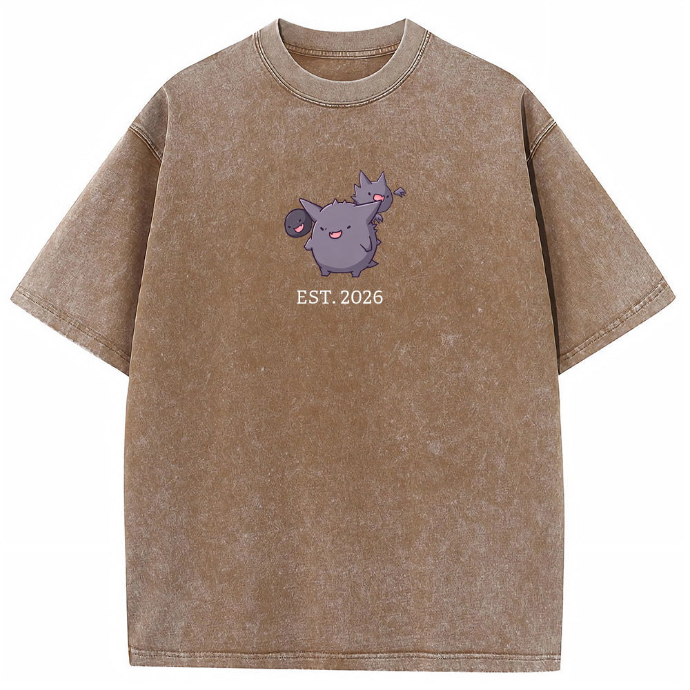 Cute Parent & Kid Gastly Haunter Gengar Cartoon Vintage T-Shirt