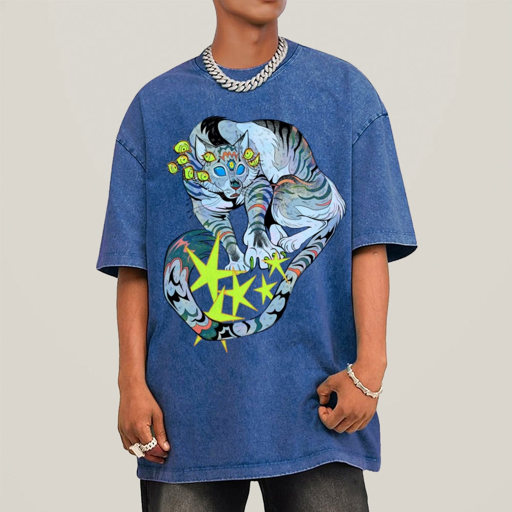 Warriors Cat Unisex Vintage Washed Tee