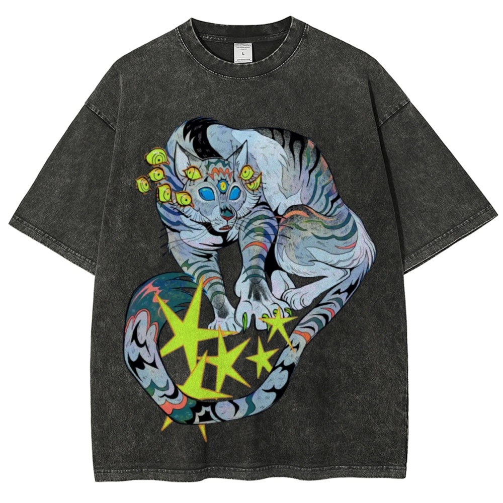 Warriors Cat Unisex Vintage Washed Tee