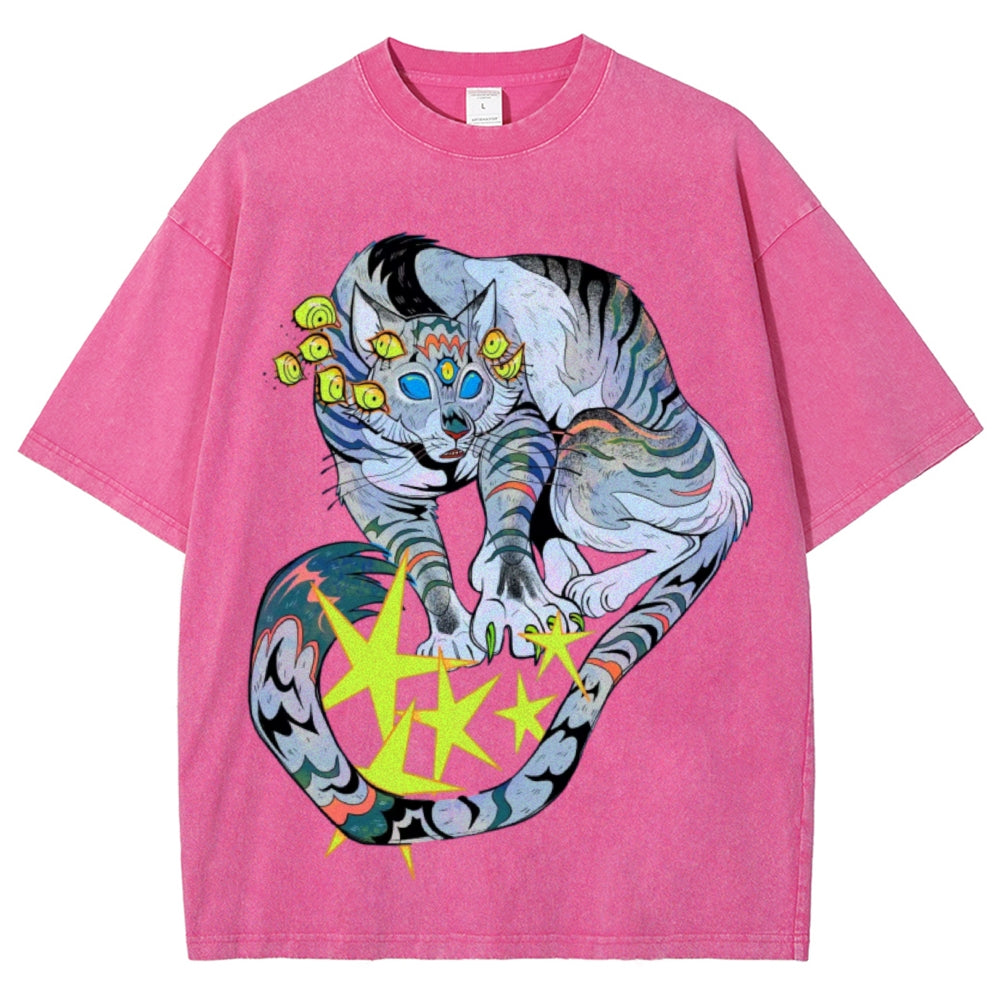 Warriors Cat Unisex Vintage Washed Tee