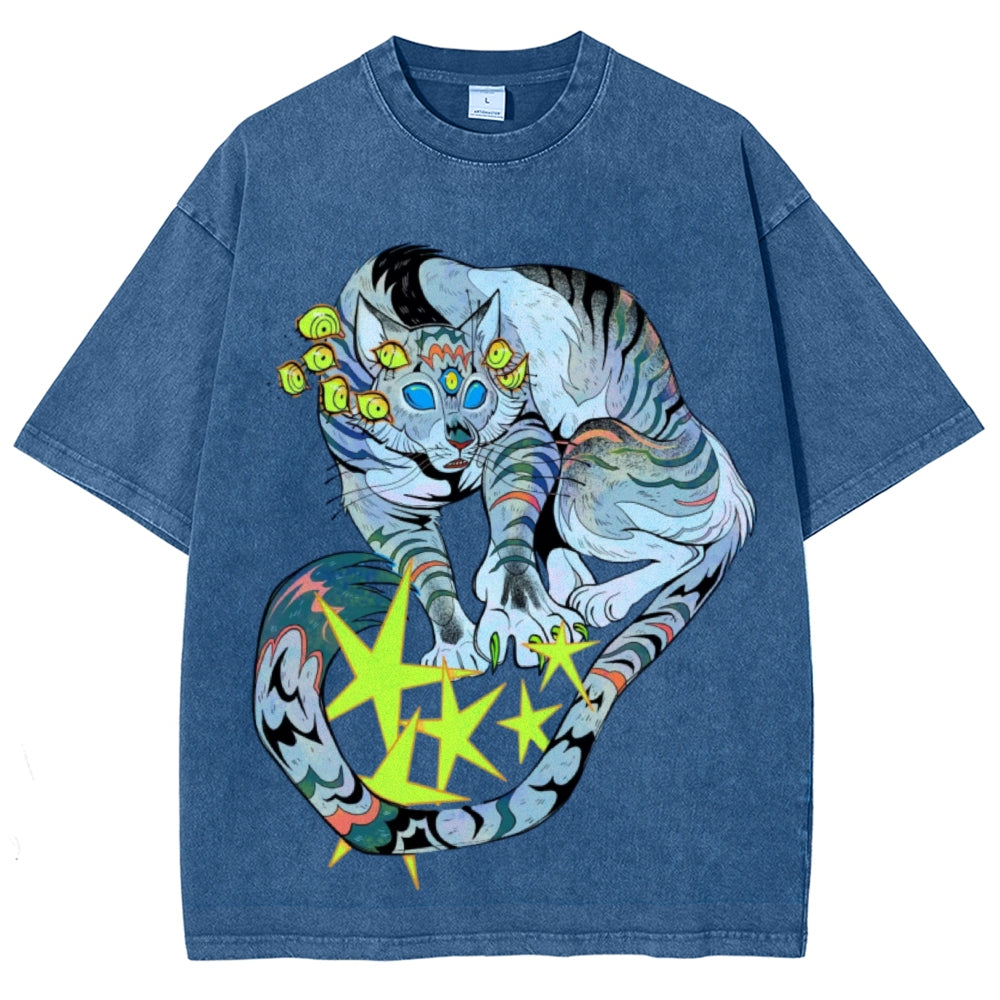 Warriors Cat Unisex Vintage Washed Tee