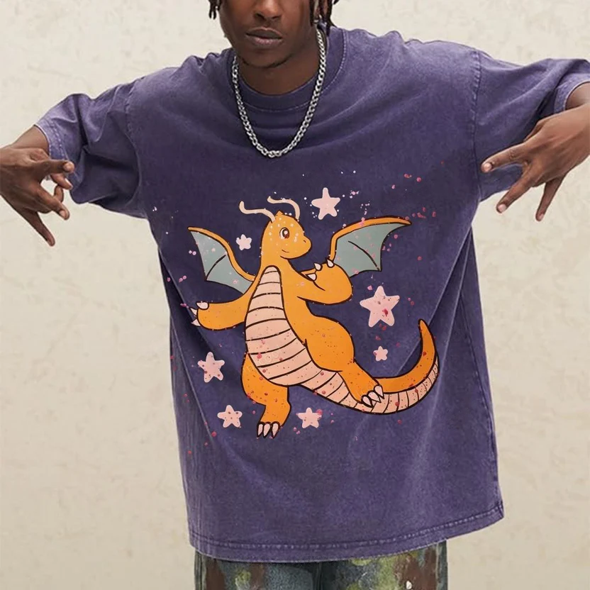 Pok¡§|mon Dragonite Unisex Vintage Washed Tee