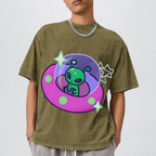 Aliens Piloting Spaceships Unisex Vintage Washed Tee