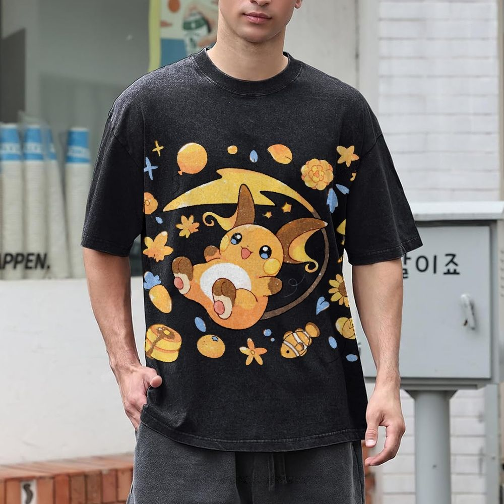 Pok¡§|mon Raichu Unisex Vintage Washed Tee