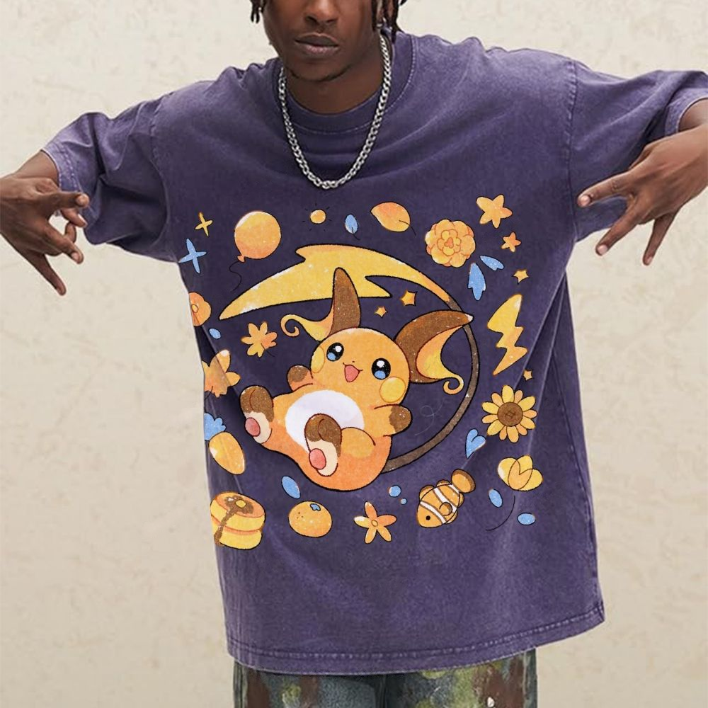 Pok¡§|mon Raichu Unisex Vintage Washed Tee