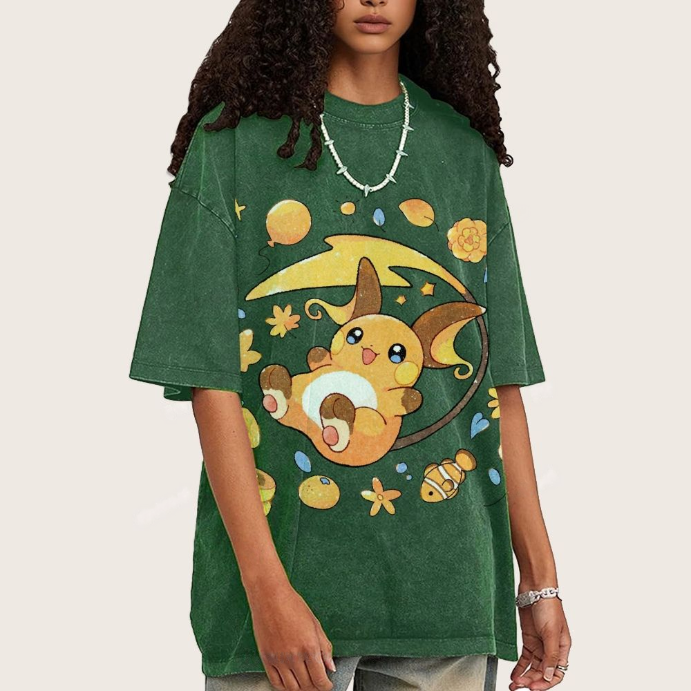 Pok¡§|mon Raichu Unisex Vintage Washed Tee