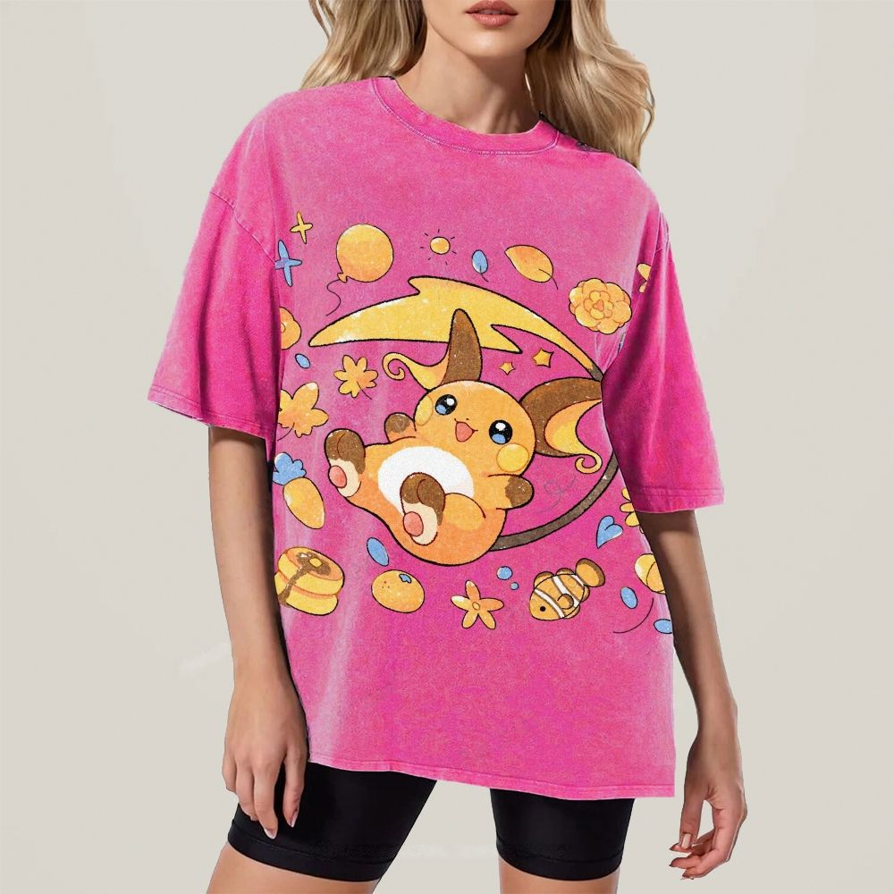 Pok¡§|mon Raichu Unisex Vintage Washed Tee