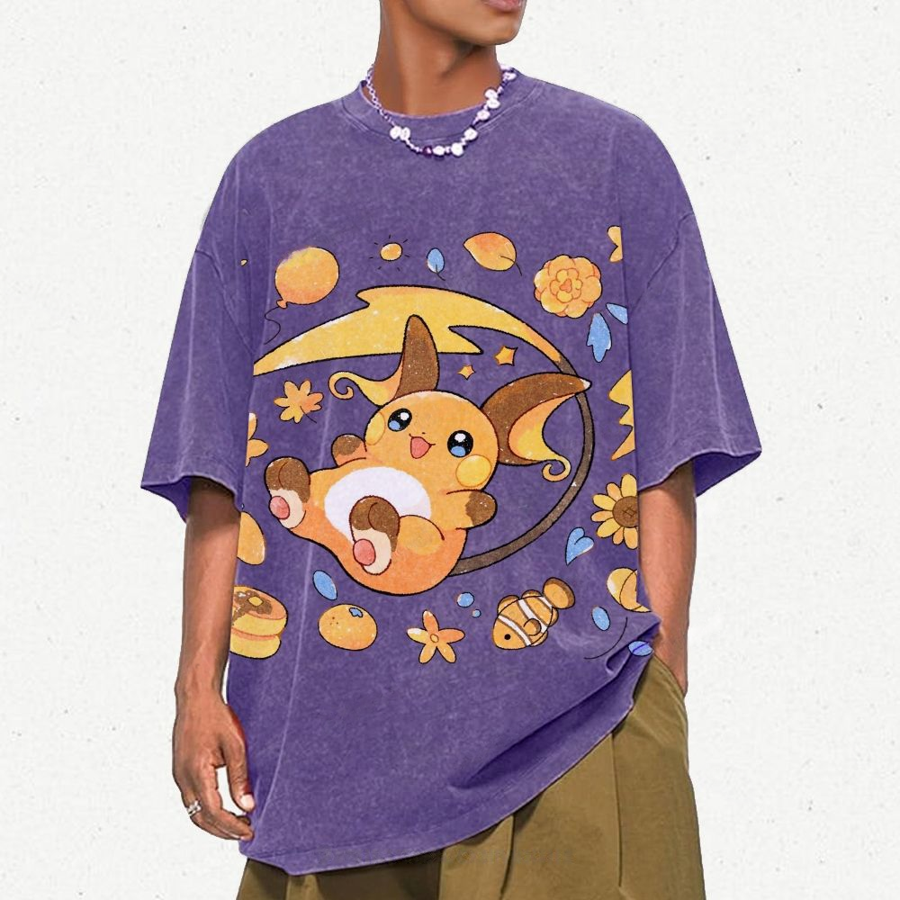 Pok¡§|mon Raichu Unisex Vintage Washed Tee
