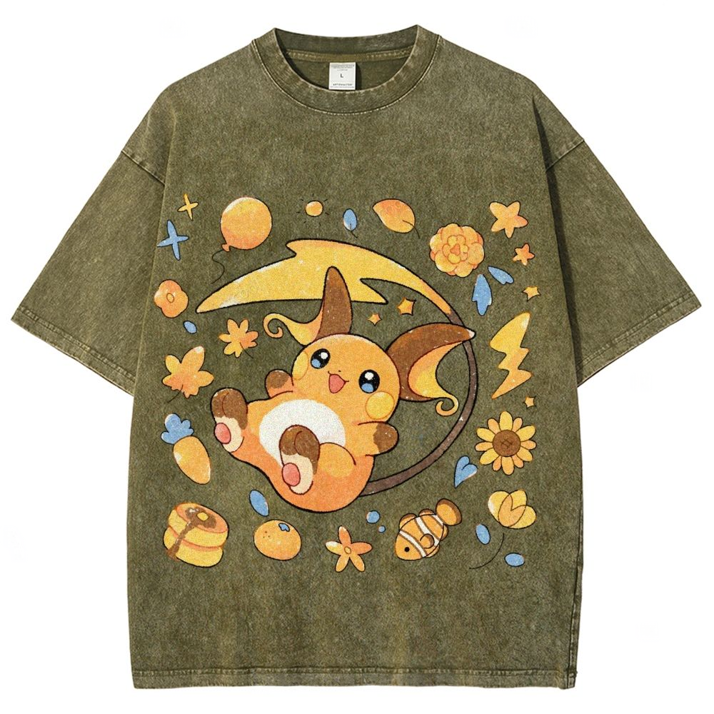 Pok¡§|mon Raichu Unisex Vintage Washed Tee