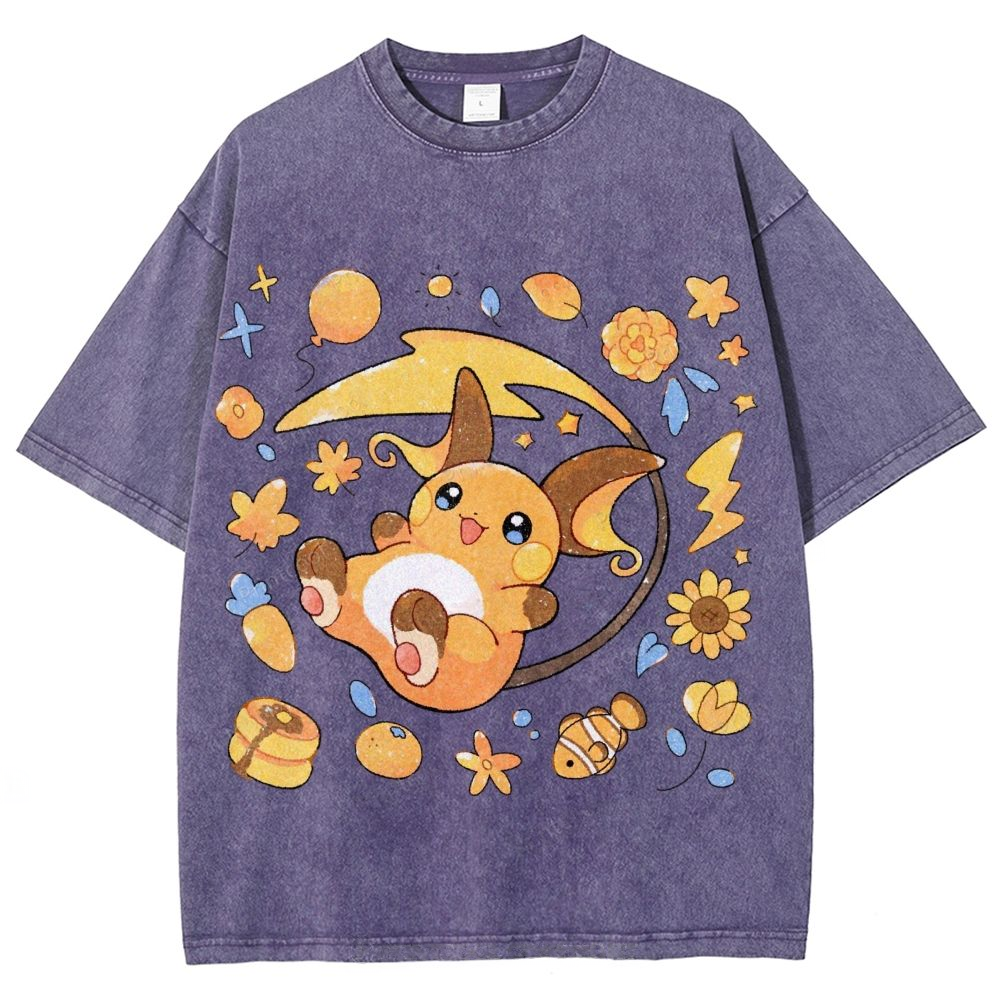 Pok¡§|mon Raichu Unisex Vintage Washed Tee