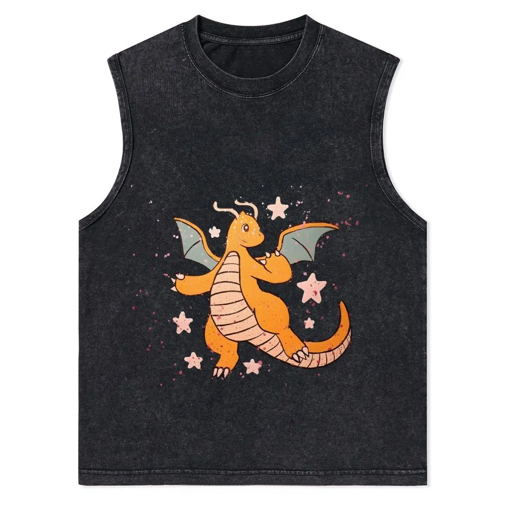 Pok¡§|mon Dragonite Unisex Washed Tank Top