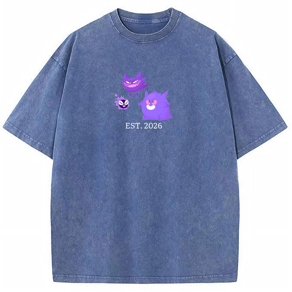 Cute Parent & Kid Gastly Haunter Gengar Vintage T-Shirt