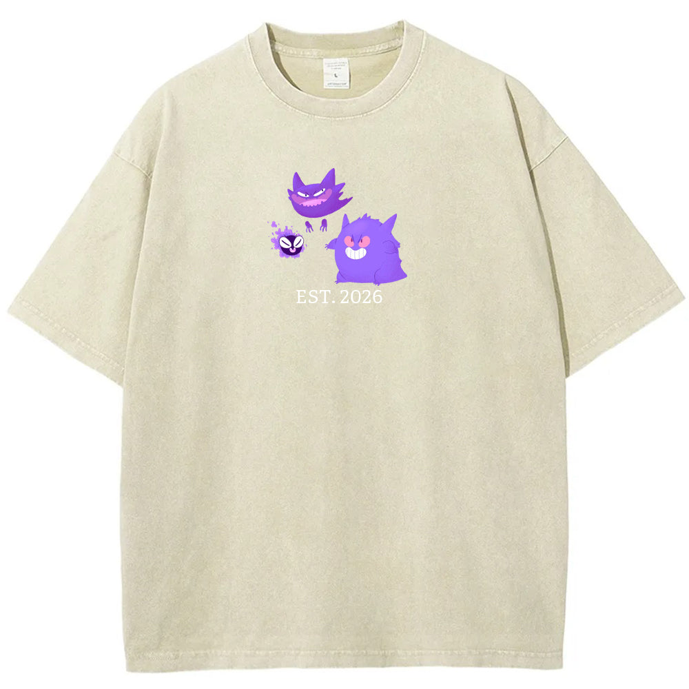 Cute Parent & Kid Gastly Haunter Gengar Vintage T-Shirt