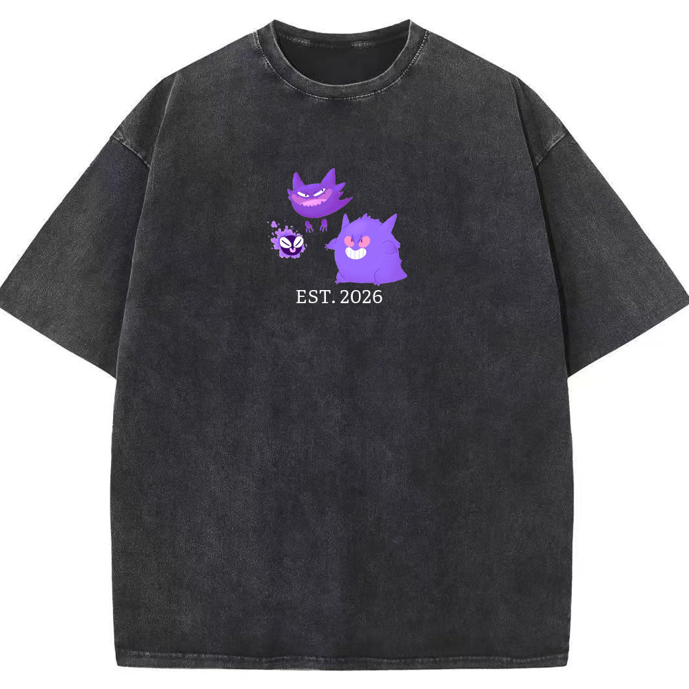 Cute Parent & Kid Gastly Haunter Gengar Vintage T-Shirt