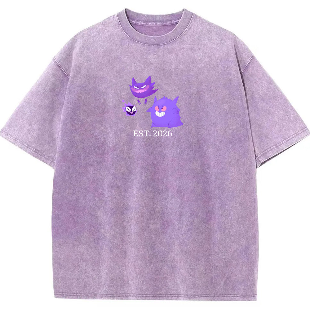 Cute Parent & Kid Gastly Haunter Gengar Vintage T-Shirt