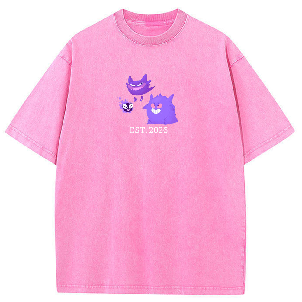 Cute Parent & Kid Gastly Haunter Gengar Vintage T-Shirt