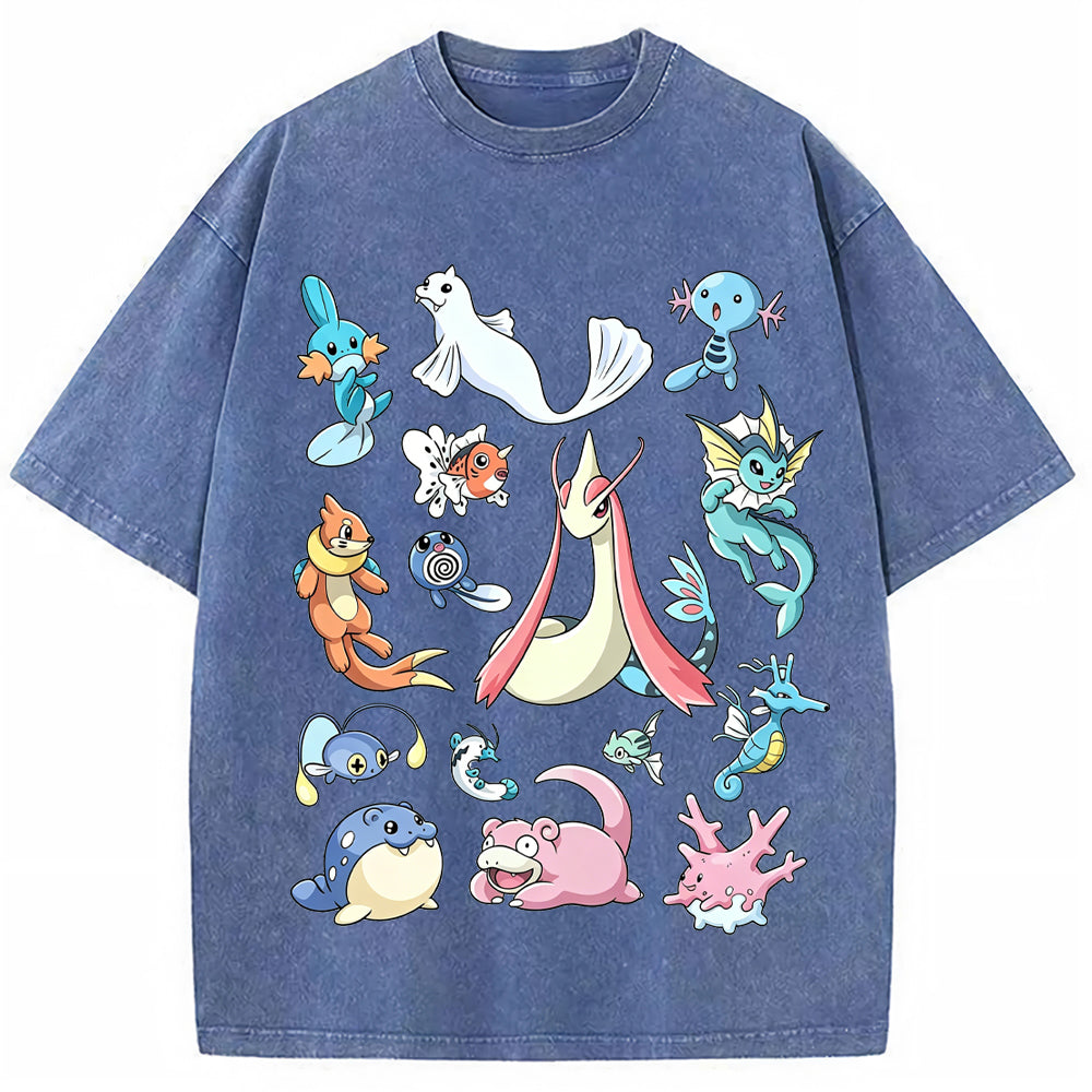 Aquatic Water Pokemon Collage Vintage T-Shirt | Pokemon Anime