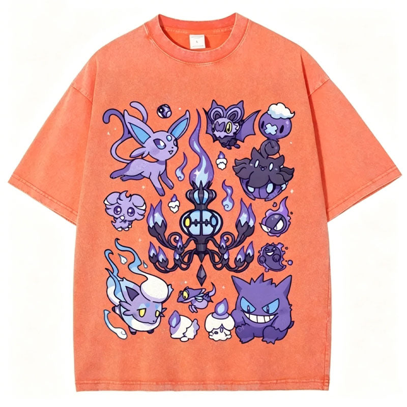 Ghost Type Pok¡§|mon Unisex Vintage Washed Tee