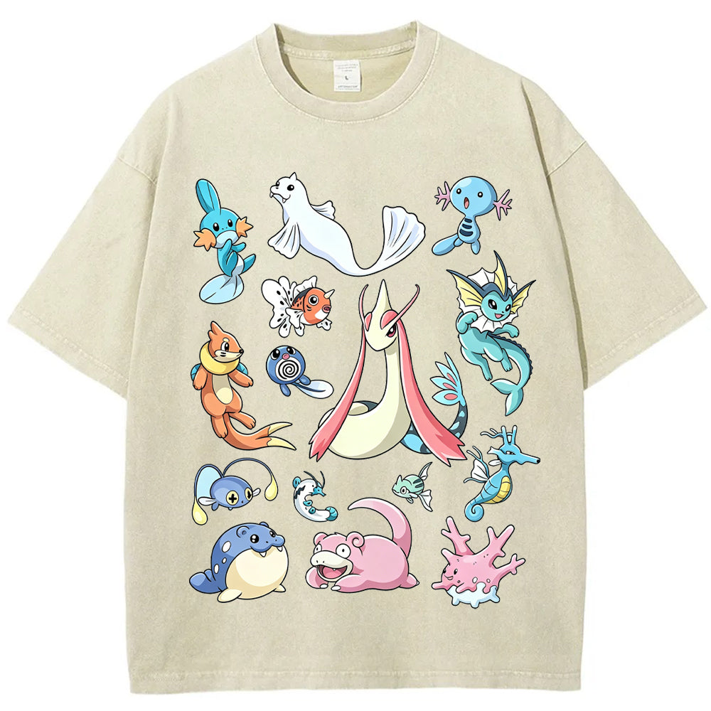 Aquatic Water Pokemon Collage Vintage T-Shirt | Pokemon Anime
